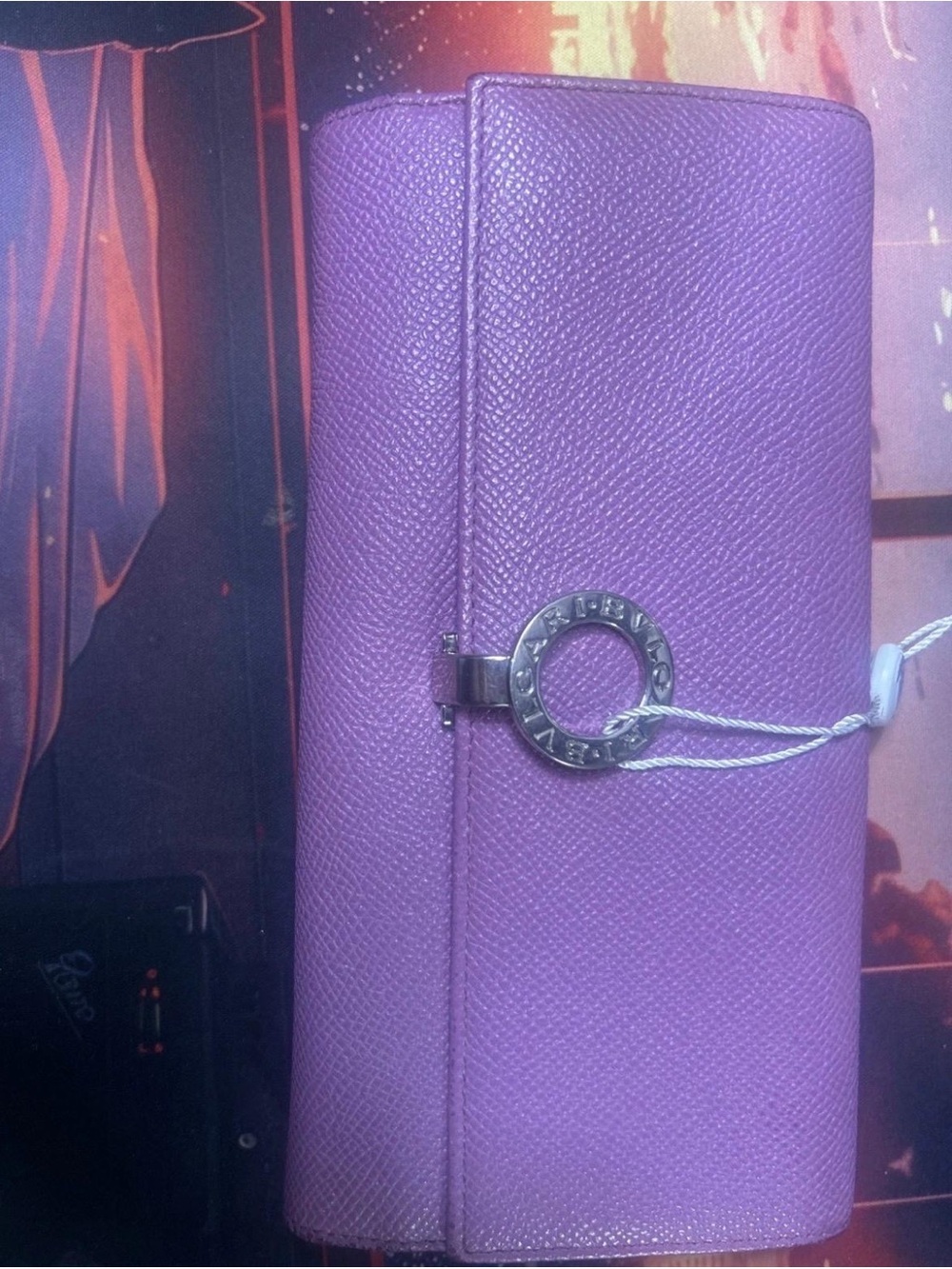 Bulgari Purple Textured Leather Continental Wallet